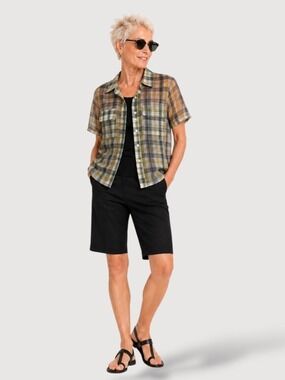 ARITZIA LE FOU WILFRED Jive Button Front Plaid Sheer Organza Oversize Shirt Sz S